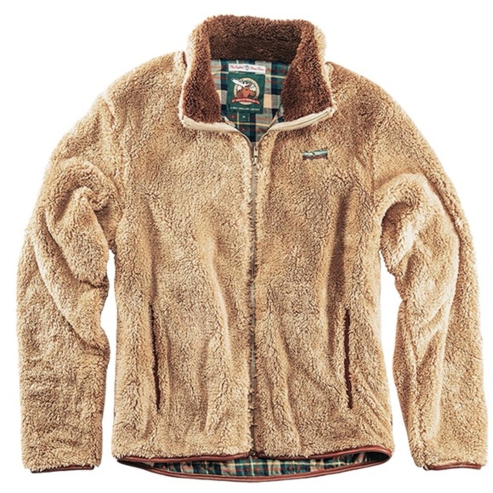 Kiel James Patrick White Mountain Moose Sherpa Fleece Jacket Tan Small